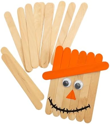 Colorations Assorted Sizes Natural Wood Craft Sticks Tongue Depressors, 1200 Piece Classroom Pack, All Natural, , 1mm Thick, Jumbo, Large, Regular, and Mini (Item # CPCS) | 1200-Piece Classroom Pack, All Natural, High Quality, 1 mm Thick, Jumbo, Large,...