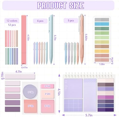 Jutom 41 Pcs Aesthetic Book Annotation Kit with Pencil Bag Bible Journaling Kit Notebook Sticky Note Tab Highlighter Black Ink Pen Page Marker School Office Supplies Bible Lover Gift(Purple)