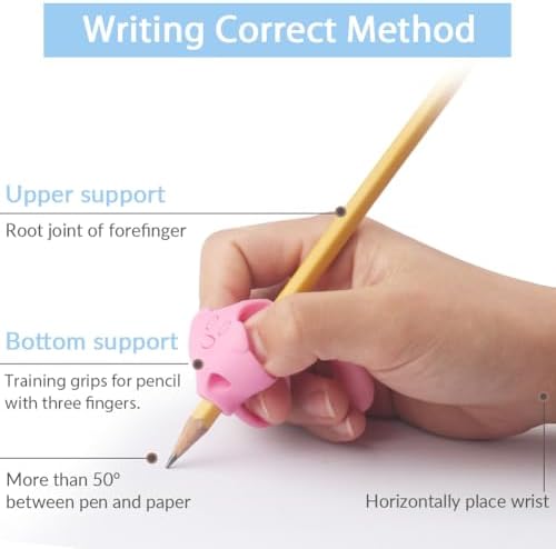 Firesara Training Grips for Kids Handwriting Top Class and Two Sizes Aid Grip Trainer Posture Correction Finger Grip for Kids, Adults, Arthritis Designed for Righties or Lefties(4Standard+2Large)