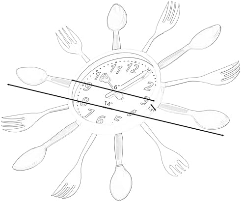 Clockswise Bulk Set of 10PC 14" Oversized Decorative 3D Cutlery Utensil Spoon and Fork Wall Clock, Multicolor Design for Vibrant Kitchen, Playroom, or Bedroom Decor, Battery-Operated Silent Sweep,