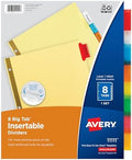 Avery Big Tab Insertable Dividers, 8-Tab, Multicolor, 1 Set