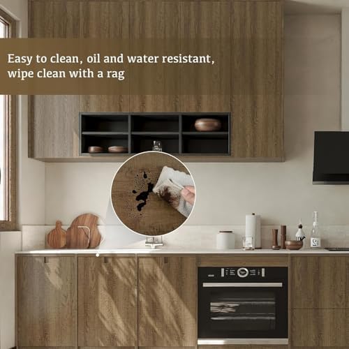 Abyssaly Wood Contact Paper, Walnut Wood Peel and Stick Wallpaper for Cabinets, Self Adhesive Waterproof Wood Grain Wall Paper Easy to Clean for Furniture Countertops Drawer Shelf Liner 15.7" x 275"