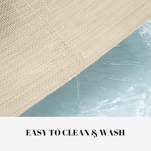 Placemats Set of 4 Vinyl/Plastic Woven Place Mats for Kitchen Table Indoor/Outdoor Washable Placemat Wipeable Dining Table Mats (Beige,4)