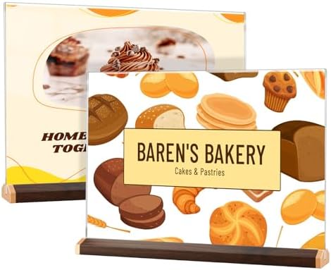 LIANHELILAI 2 Pack 8.5X11 Acrylic Sign Holder Double-side Display Horizontal Tabletop for Coffee Shop/Restaurant Menu Stall/Exhibitions/Hotel/Office Display Show Holder