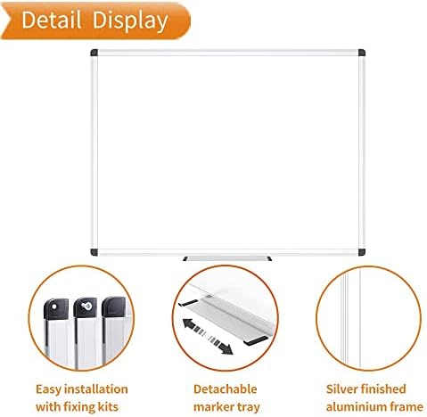 VIZ-PRO Magnetic Whiteboard, 40 x 30 Inches, Dry Erase Board for Wall