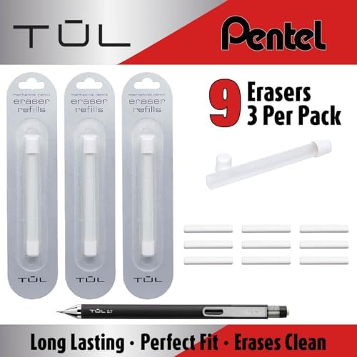 Mechanical Pencils Refill Set, Includes (3 Pack 9 Erasers), & Super Hi-Polymer 0.7 mm Lead Refills, 3 Pack Tubes, 90 Pieces Of Lead, (Refill Set)