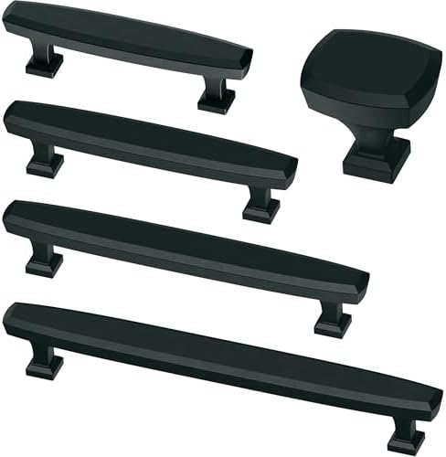 Franklin Brass 10 Pack Matte Black Cabinet Knobs 1-1/4 inch (32mm) Kitchen Cabinet Handles and Drawer Knobs for Cupboards, Dressers, Furniture, Bathroom Vanity |Beveled