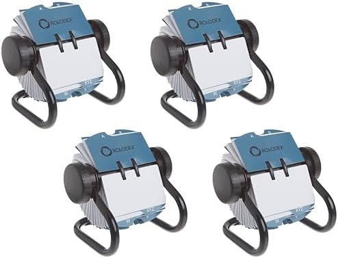 Rolodex® Open Metal Single Rotary File 2 1/4" x 4" 500 Cards Black (Pack of 4)