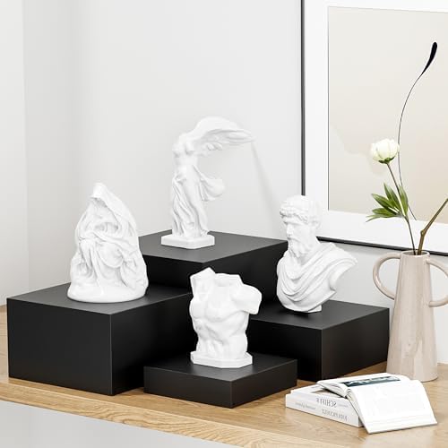 Metal Buffet Risers,4PCS OVERSIZED Food Risers for Buffet Table 8''X9''10''X11''Display Stand with Mini Acrylic Signs for Catering Dessert Collectibles Jewelry Figures Show Matte Black Cube Boxes Nesting Risers with Hollow Bottoms