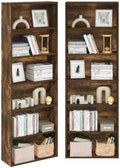 Furinno Jaya 6-Tier Book Shelf Set of 2, with Open Shelf, Amber Pine