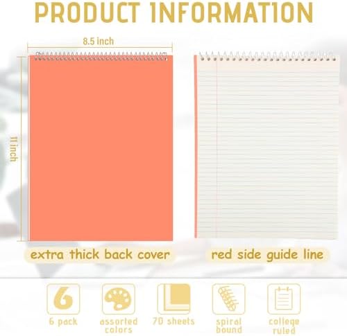 Maitys 6 Pcs Steno Spiral Notebooks, Lovely Color, Elegant Style