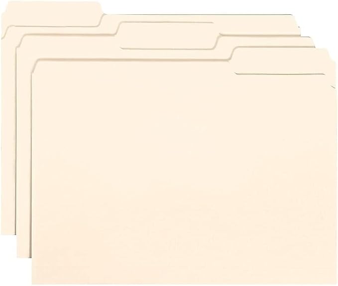 Smead Interior File Folder, 1/3-Cut Tab, Letter Size, Manila, 100 per Box, Expandable File Folders for Filing Cabinet
