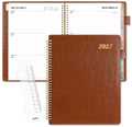 SUNEE 2027 Weekly & Monthly Planner 9"x11.2"- 12 Month (January 2027 - December 2027), Vegan Leather Cover, Pocket, Bookmark, Notes, Monthly Tab, Brown