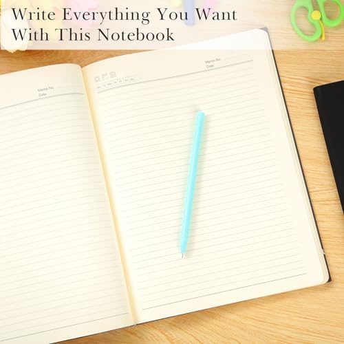 Tenceur 5 Pcs A4 College Ruled Notebook 8.5'' x 11'' Lined Journal 200 Pages Lined Artificial Leather Sketchbook for Writing Office School Business Home Gifts Supplies (Black)
