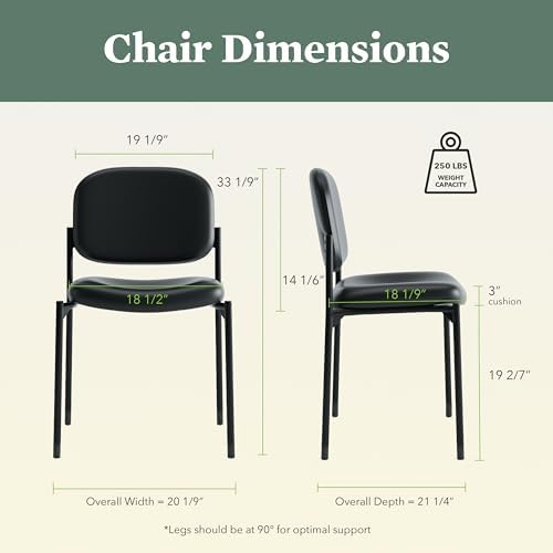 HON Scatter Guest Chair, Armless Office Chairs, Fabric, Black