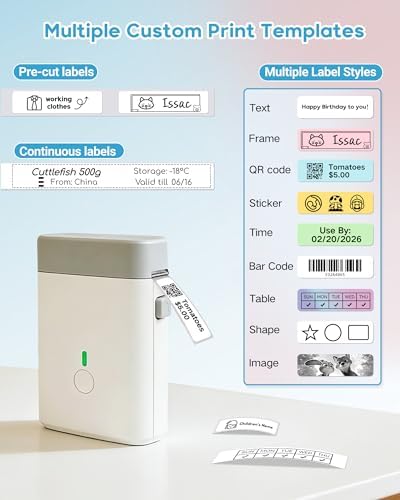 ORGBRO Label Maker, Bluetooth Label Maker Machine with Tape, DX1-White