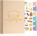 Lanpn A5 Blank Recipe Book Cookbook for 70 Recipes, Leather Cover Waterproof Empty Cooking Journal to Write in Your Own Recipes, Recipe Notebook with Stickers to Organize Your Family Recipes, Oat