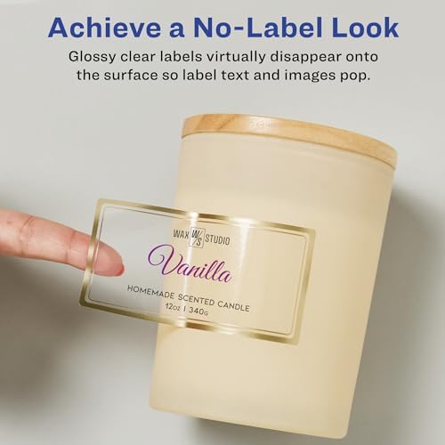 Avery Printable Glossy Clear Labels, 2" x 4" Rectangle Labels, Clear, Metallic Gold Border, Permanent Adhesive, Laser/Inkjet Printable, 60 Total (6552)