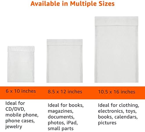 Amazon Basics Poly Bubble Mailer, 8.5" x 12" (Internal Size 8.25" x 11"), Self-Seal, 100-Pack, White/Grey