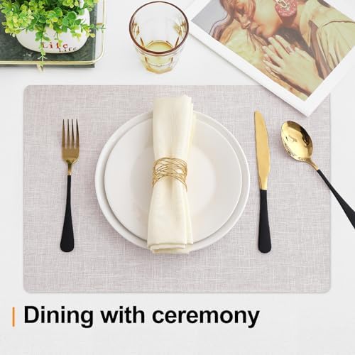 Homaxy Cloths Placemats for Dining Table Set of 4, 13" x 19", Beige