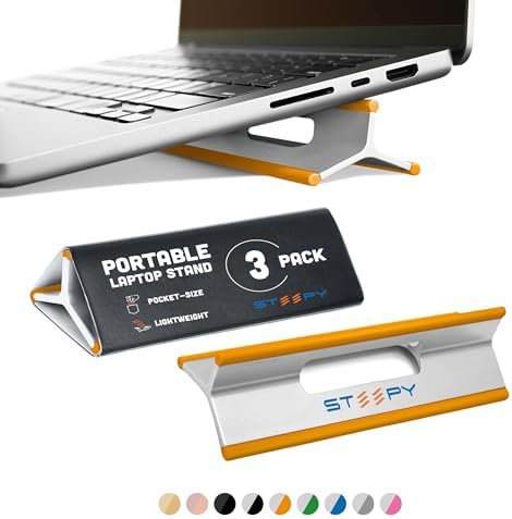 Steepy Portable Laptop Stand for Desk – Adjustable Height, & Portable Laptop Holder – Ergonomic Computer Stand for Cooling & Comfort – Slip-Proof, Sturdy Design – Universal Fit for 13-17 Inch Devices