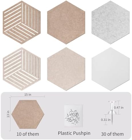 Large Felt Bulletin Cork Board Tiles for Office 15 x 13 inch, 10Pcs