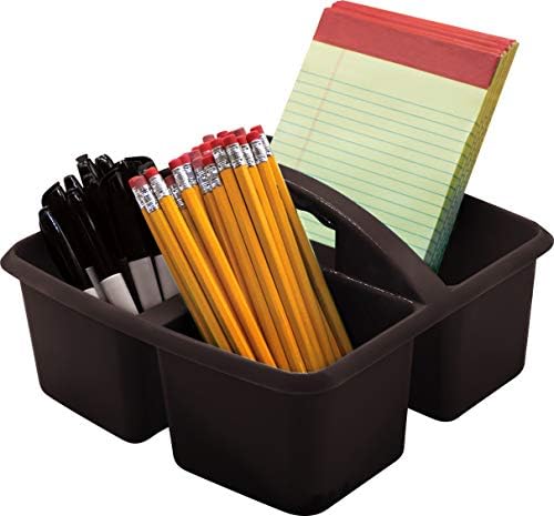 Teacher Created Resources Black Portable Plastic Storage Caddy 6-Pack for Classrooms, Kids Room, and Office Organization, 3 Compartment
