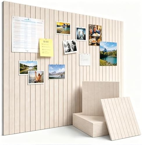 Large Felt Bulletin Board 48"x 36"-12 Felt Tiles Cork Board Wall Panels Home Office Wall Fabric Pin Board for Classroom/Kids Art Display/Photo Picture Wall/Acoustic,Self-Adhesive,Light Camel