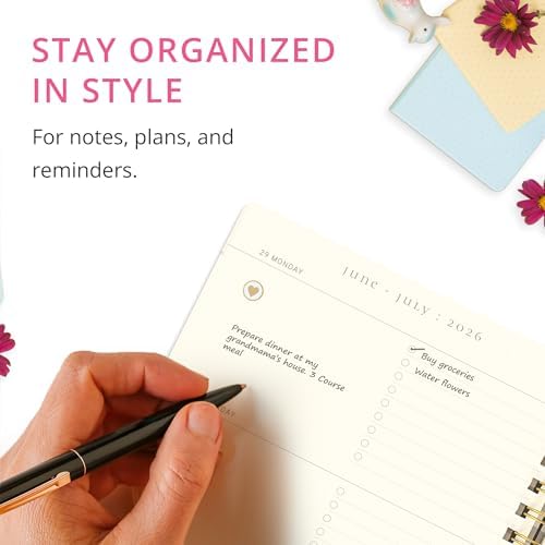 Graphique Floral 18 Month Planner, July 2026 – Dec. 2027, Hardbound Spiral Planner with Monthly Tabs, Holidays & Reminder Stickers, 6 x 8