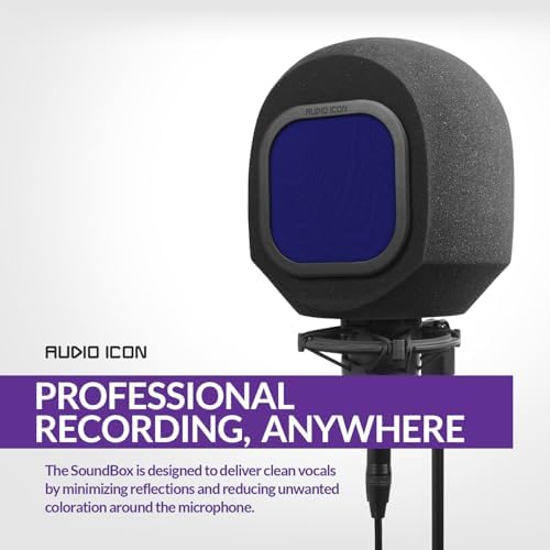Soundbox Vocal Recording Isolation Booth | Portable Microphone Shield, Pop Filter for Studio-Quality Sound for Singing, Podcasting, Acoustic High-Density Foam Ball, Mic Soundproof Box (Royal Blue)