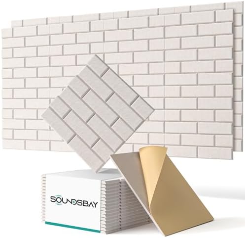 Soundsbay 18-Pack Brick Acoustic Panels, Self-Adhesive, 12"X12"