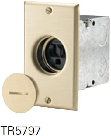 Eaton TR5797 Tamper Resistant Commercial Single Floor Box Assembly, 125-volt, Black/Brass Finish