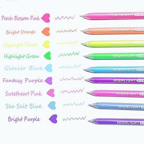 9 Colored Gel Pens Set, 0.6mm Fine Point for Black Paper & White Paper, Pens for Journaling, Adult Coloring Books, Bible, Drawing, Note Taking, Art & Journaling Supplies (Highlights Color)