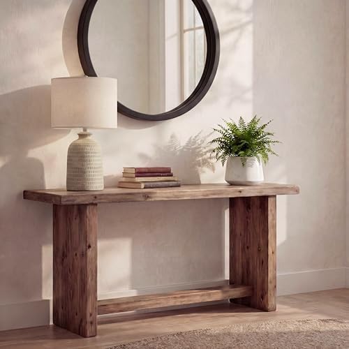 Nourison Home 24" Natural Beige Textured Ceramic Table Lamp with Tan Linen Shade, Farmhouse Accent Lamp, Bedside Nightstand Lamp for Bedroom, Living Room