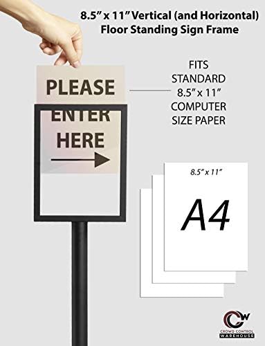 CCW 8.5 X 11 Inch Horizontal Pedestal Floor Sign Frame, Polished Brass
