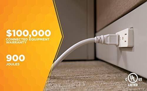Southwire Woods Surge Protector Power Strip - 900J Overload Protection - 3 Foot Cord - UL Listed Surge Protector - Built-In Circuit Breaker - White - 6 Outlets
