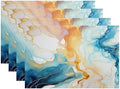 Batmerry Fluid Art with Flowing Lines Placemats, Abstract Colorful Washable Linen Table Mats for Kitchen Table Double Insulation Decor Dining Set Indoor Outdoor 12X18 in Set of 4