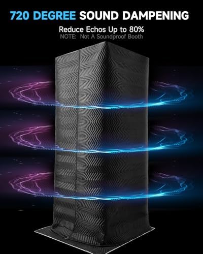Moukey Portable Vocal Booth, One-piece Design Recording Booth with 720 Degree Sound Dampening, Home Studio Soundproof Booth for Voiceover, Podcast, Singing