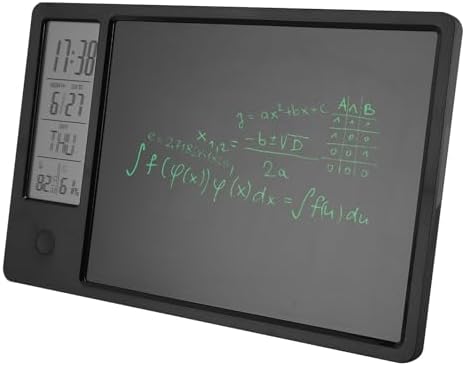LCD Doodle Board 10 Inch Erasable Writing Pad with Digital Clock for Kids and Adults (Black)