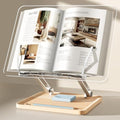 Acrylic Book Stand with Storage Base, Dual Aluminum Arm Reading Holder