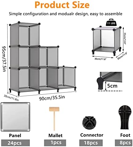 AWTATOS Cube Storage Organizer, Closet Organizers, 6 Cube Shelf, Grey