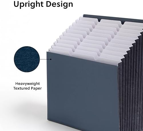 Smead Expanding 12-Pocket Stadium File, 12.75" x 13.75" x up to 11.75", Navy (70211)