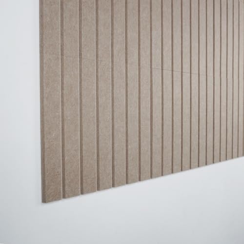 Cork Board Alternative-Felt Slat Wall Paneling,Office Bulletin Board for Decoration, Suitable for Displaying Photos and Documents, with Removable Adhesive Labels,12-Pack (Light Brown)