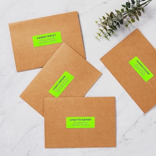 Avery Printable Address Labels, Sure Feed Technology, 1" x 2-5/8", Neon Green, Laser & Inkjet Compatible, 750 Blank Labels Total, Great for Branding, Mailing, Organizing, and More (5971)