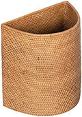 KOUBOO Handwoven Half-Moon Rattan Waste Basket Wicker Trash Can Honey Brown
