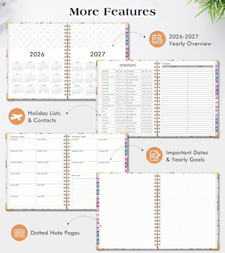 Academic Planner 2026-2027, 18 Months Weekly and Monthly Hardcover Planner, July 2026 - December 2027, 8.5" x 11" A4 Large Daily Calendar Planner Book with Tabs, Spiral College School Agenda Organizer for Student Teacher, Garden