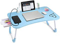 Slendor Bed Desk for Laptop and Writing with Storage, Cup Holder, Light