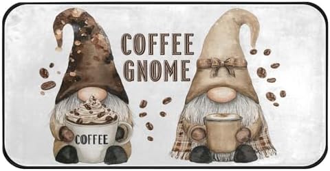 Aslsiy Coffee Gnome Kitchen Rug Coffee Beans Area Rug Door Mats Bath Welcome Rugs for Floor Bedroom Living Room Home Decor 39" X 20"