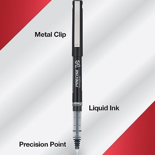 PILOT Precise V5 Rollerball Pens,Extra Fine Point 0.5 mm Black Pens,Black,- Ideal for School,Journaling & Office Writing,12 Count (Pack of 2)