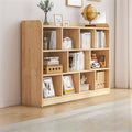 Unfinished Color Pine Book Rack 2/3/4-Tier Storage Solid Wood Cabinet, Pine Wood Storage Shelving Unit 8-Compartment Square Grid Cabinet Low Bookshelf Natural Finish 47.2"L x 9.4"W x 47.2"H